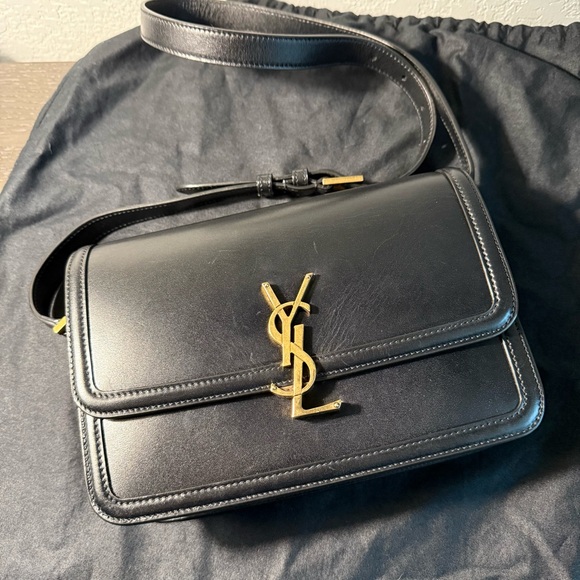 Yves Saint Laurent Handbags - Yves Saint Laurent Medium Solferino Black Leather with Gold Hardware